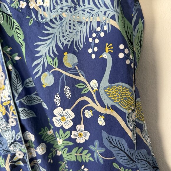 Rifle Paper Co. Poplin Button Front Short Pajama Set Size Small Peacock Print - Picture 5 of 14